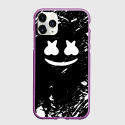 Чехол iPhone 11 Pro матовый Marshmello брызги красок, цвет: 3D-фиолетовый