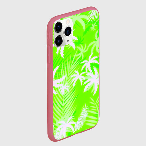 Чехол iPhone 11 Pro матовый Кислотные тропики / 3D-Малиновый – фото 2