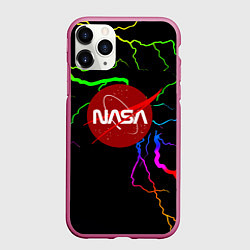 Чехол iPhone 11 Pro матовый НАСА молнии градиент, цвет: 3D-малиновый