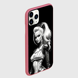 Чехол iPhone 11 Pro матовый Барби - киберпанк нейроарт, цвет: 3D-малиновый — фото 2