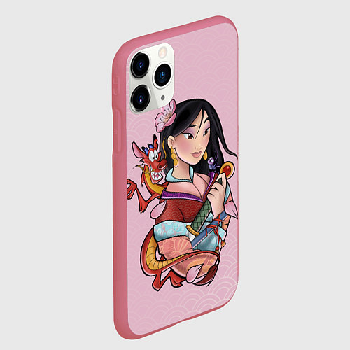 Чехол iPhone 11 Pro матовый Красивая Мулан и Мушу - big pictures / 3D-Малиновый – фото 2