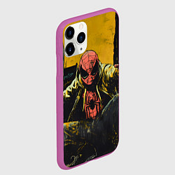 Чехол iPhone 11 Pro матовый Человек-паук желто-черный стиль, цвет: 3D-фиолетовый — фото 2