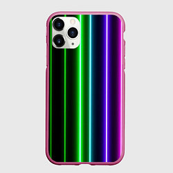 Чехол iPhone 11 Pro матовый Neon lines, цвет: 3D-малиновый