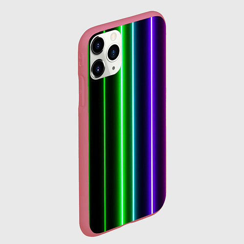 Чехол iPhone 11 Pro матовый Neon lines / 3D-Малиновый – фото 2