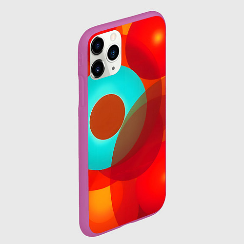 Чехол iPhone 11 Pro матовый Оптическая абстракция с кругами / 3D-Фиолетовый – фото 2