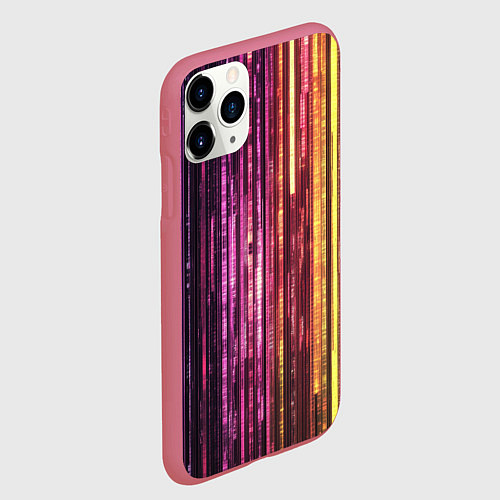 Чехол iPhone 11 Pro матовый Неоновый и переливающийся киберпанк узор / 3D-Малиновый – фото 2