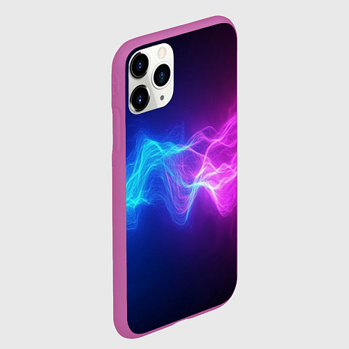 Чехол iPhone 11 Pro матовый Звуковая волна неоновый узор / 3D-Фиолетовый – фото 2