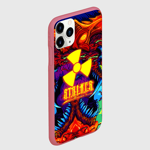Чехол iPhone 11 Pro матовый Stalker монстр чернобыля / 3D-Малиновый – фото 2