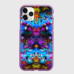Чехол iPhone 11 Pro матовый Абстракция стекло узор, цвет: 3D-фиолетовый