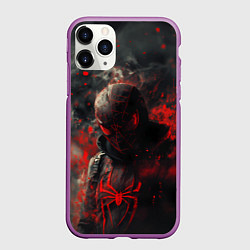 Чехол iPhone 11 Pro матовый Black Spider-man, цвет: 3D-фиолетовый
