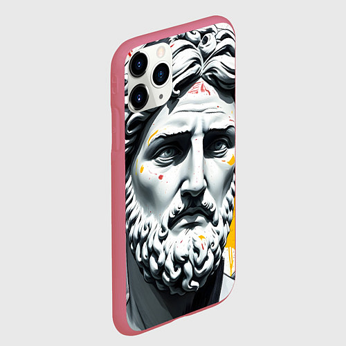 Чехол iPhone 11 Pro матовый Античный портрет и краска / 3D-Малиновый – фото 2