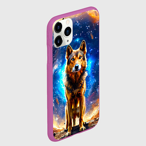 Чехол iPhone 11 Pro матовый Волкодав в космосе / 3D-Фиолетовый – фото 2