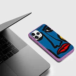 Чехол iPhone 11 Pro матовый Арт с лицами, цвет: 3D-фиолетовый — фото 2