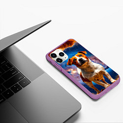 Чехол iPhone 11 Pro матовый Джек Рассел терьер в космосе, цвет: 3D-фиолетовый — фото 2