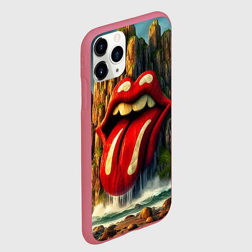 Чехол iPhone 11 Pro матовый Rolling Stones - sea rocks / 3D-Малиновый – фото 2