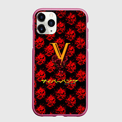 Чехол iPhone 11 Pro матовый Samurai cyberpunk, цвет: 3D-малиновый