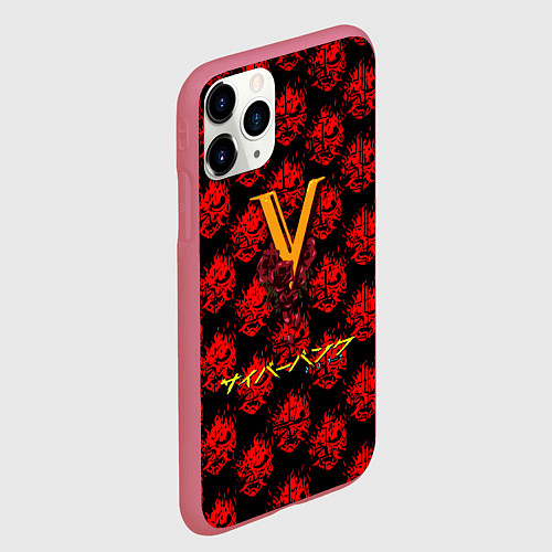 Чехол iPhone 11 Pro матовый Samurai cyberpunk / 3D-Малиновый – фото 2
