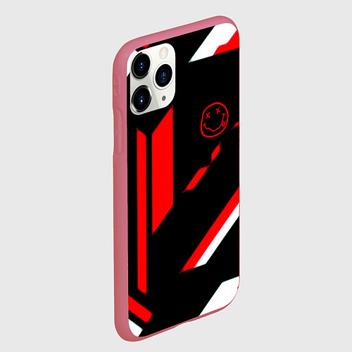 Чехол iPhone 11 Pro матовый Nirvana текстура полосы / 3D-Малиновый – фото 2