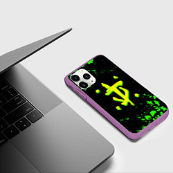 Чехол iPhone 11 Pro матовый Doom x fallout кислотное лого, цвет: 3D-фиолетовый — фото 2