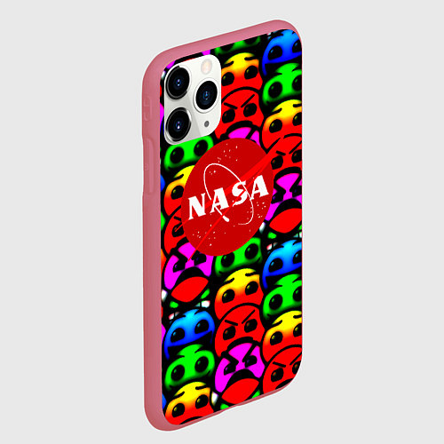 Чехол iPhone 11 Pro матовый NASA smile / 3D-Малиновый – фото 2