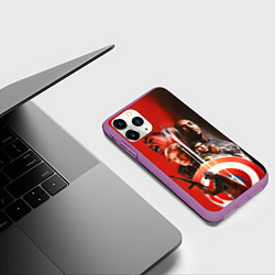 Чехол iPhone 11 Pro матовый Капитан Америка Новый мир, цвет: 3D-фиолетовый — фото 2