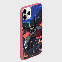 Чехол iPhone 11 Pro матовый Злой Бэтмен в полете, цвет: 3D-малиновый — фото 2