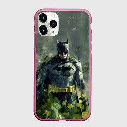 Чехол iPhone 11 Pro матовый Бэтмен зеленые краски, цвет: 3D-малиновый