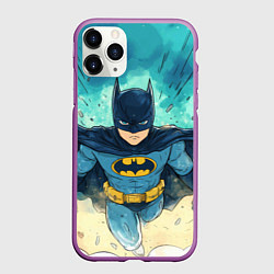 Чехол iPhone 11 Pro матовый Бэтмен детский стиль, цвет: 3D-фиолетовый