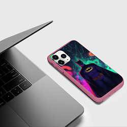 Чехол iPhone 11 Pro матовый Бэтмен красочное небо, цвет: 3D-малиновый — фото 2