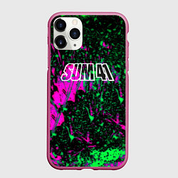 Чехол iPhone 11 Pro матовый Sum 41 неоновые краски, цвет: 3D-малиновый