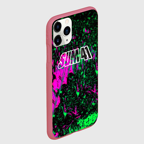 Чехол iPhone 11 Pro матовый Sum 41 неоновые краски / 3D-Малиновый – фото 2