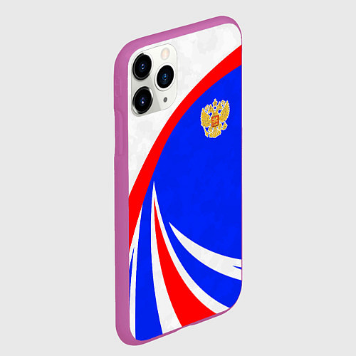 Чехол iPhone 11 Pro матовый Герб России - цвета флага / 3D-Фиолетовый – фото 2