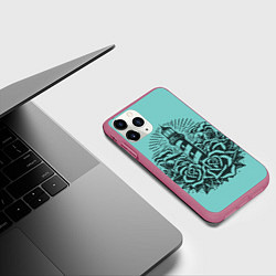 Чехол iPhone 11 Pro матовый Маяк и розы, цвет: 3D-малиновый — фото 2