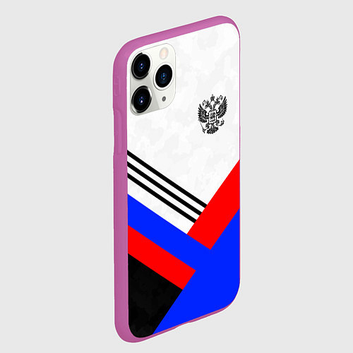 Чехол iPhone 11 Pro матовый Герб России - минимализм / 3D-Фиолетовый – фото 2