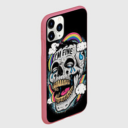 Чехол iPhone 11 Pro матовый Skull and rainbow - im fine, цвет: 3D-малиновый — фото 2