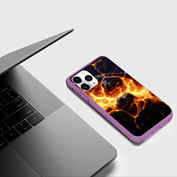 Чехол iPhone 11 Pro матовый Золотая лава текстура, цвет: 3D-фиолетовый — фото 2