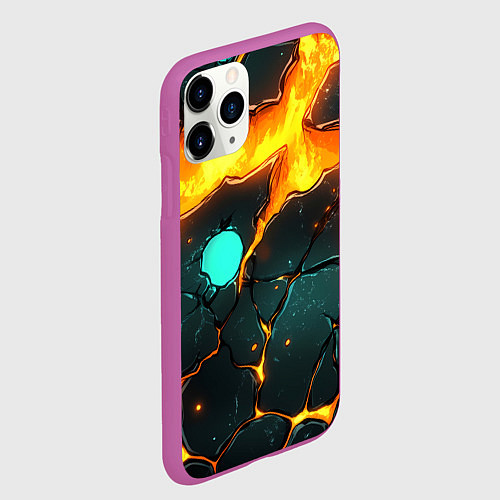 Чехол iPhone 11 Pro матовый Оранжевый разлом в стене / 3D-Фиолетовый – фото 2