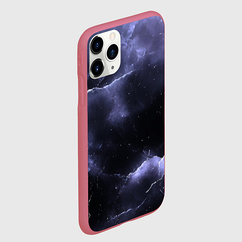 Чехол iPhone 11 Pro матовый Фиолетовая потресканная текстура / 3D-Малиновый – фото 2