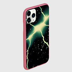 Чехол iPhone 11 Pro матовый Зеленый разлом на черном небе, цвет: 3D-малиновый — фото 2