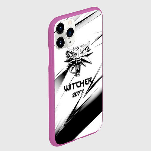 Чехол iPhone 11 Pro матовый Ведьмак stripes / 3D-Фиолетовый – фото 2