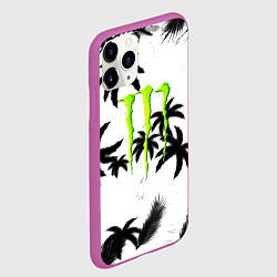 Чехол iPhone 11 Pro матовый Monster energy пальмы, цвет: 3D-фиолетовый — фото 2