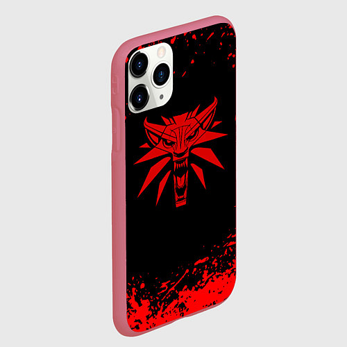 Чехол iPhone 11 Pro матовый Ведьмак красные краски / 3D-Малиновый – фото 2