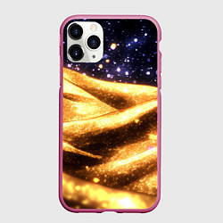 Чехол iPhone 11 Pro матовый Золотая текстура и синее небо, цвет: 3D-малиновый