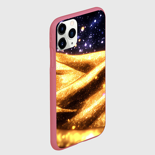 Чехол iPhone 11 Pro матовый Золотая текстура и синее небо / 3D-Малиновый – фото 2