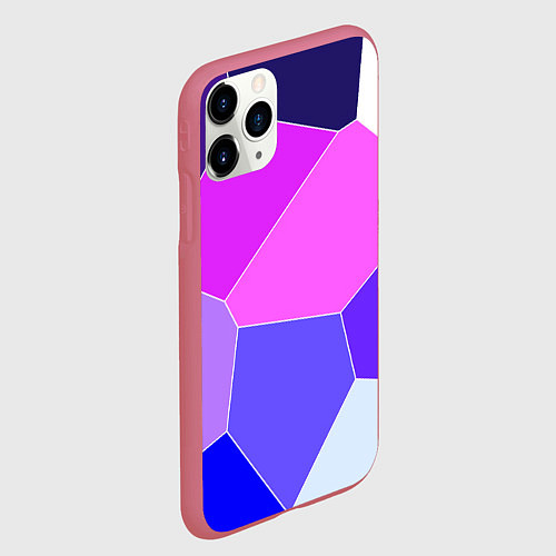Чехол iPhone 11 Pro матовый Сине-розовый крупные фрагменты / 3D-Малиновый – фото 2