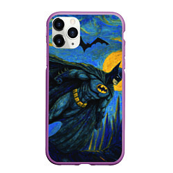 Чехол iPhone 11 Pro матовый Бэтмен в стиле Ван-Гога, цвет: 3D-фиолетовый