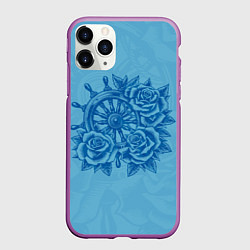 Чехол iPhone 11 Pro матовый Штурвал и три розы, цвет: 3D-фиолетовый
