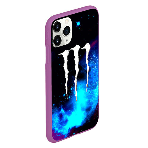 Чехол iPhone 11 Pro матовый Monster energy космос / 3D-Фиолетовый – фото 2