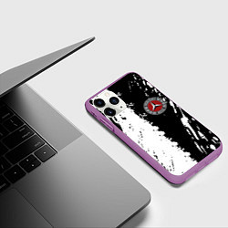 Чехол iPhone 11 Pro матовый Mercedes краски текстура, цвет: 3D-фиолетовый — фото 2