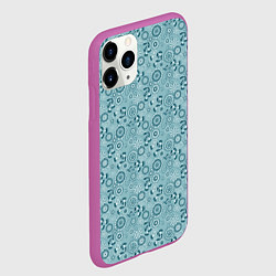 Чехол iPhone 11 Pro матовый Бирюзовый деревенский узор ретро, цвет: 3D-фиолетовый — фото 2